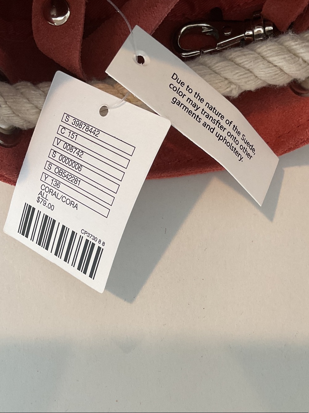 NWT Urban Outfitters Suede Drawstring Hobo Bag in Coral - Picture 16 of 16